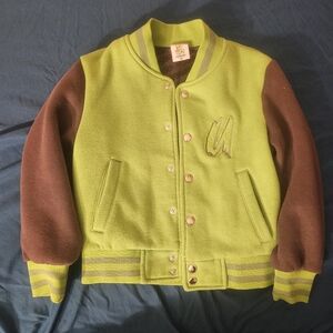 Unspeakable Unisex/Boys YM Green Varsity Letterman Tongue Embroidered Jacket